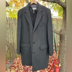 Joseph Abboud‎ Men’s Long Wool Peacoat Dress Coat (Charcoal Herringbone) (NWOT)